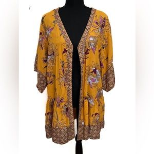 Angie Mustard Floral Kimono Top